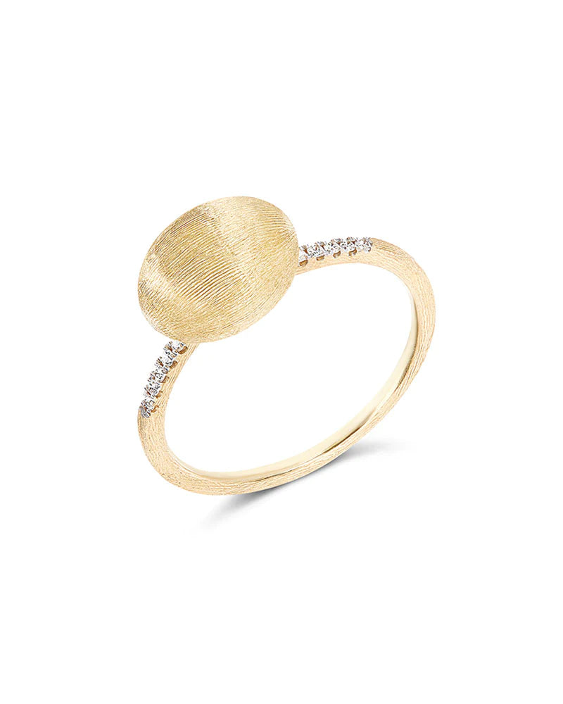 Anello Donna Nanis Oro Giallo 18 KT Solitario Diamanti Pepita Satinate AS25-583-GG-IN